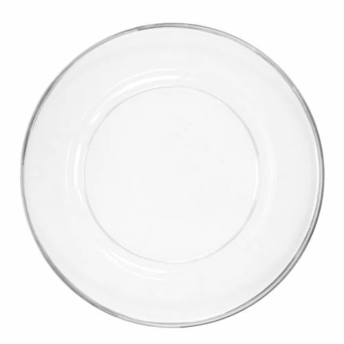 Article Assiette décorative bord argenté plastique transparent Ø33cm