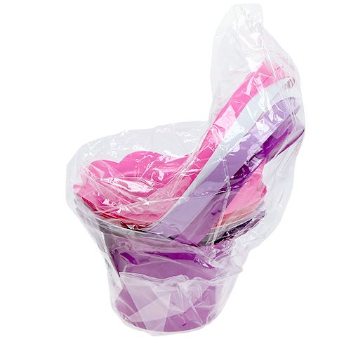 Floristik24 Pot en plastique avec anse colorée Ø15cm H9,5cm 10pcs