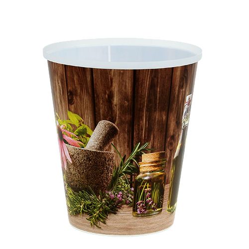 Plastiktopf mit Kräuter Motiv Ø12cm H13,5cm, 1St