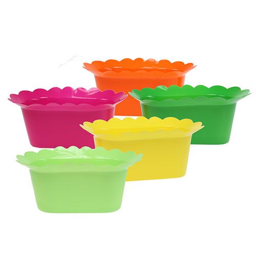 Floristik24 Pot en plastique ovale coloré assorti. 22x12cm 10pcs