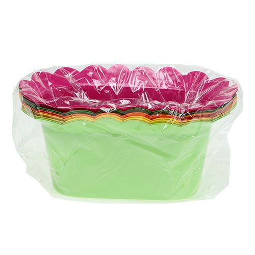Floristik24 Pot en plastique ovale coloré assorti. 22x12cm 10pcs