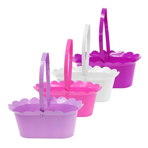 Floristik24 Pot en plastique ovale avec anse multicolore 21,5cm x 11cm 10pcs