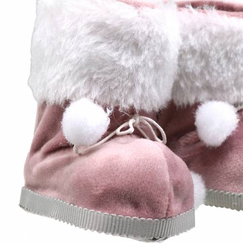Floristik24 Ornements d'arbre de Noël paire de chaussures en peluche gris / rose 10cm x 8cm 2pcs