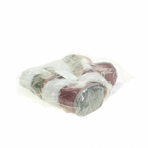 Floristik24 Ornements d'arbre de Noël paire de chaussures en peluche gris / rose 10cm x 8cm 2pcs