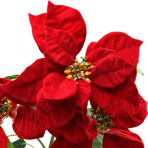 Article Fleur artificielle de tige de poinsettia rouge 3 fleurs 85cm