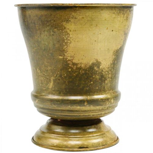 Jardinière vintage coupe vase métal laiton Ø17cm H19cm | Floristik24.be
