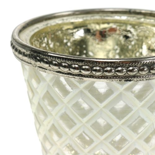 Floristik24 Photophore en verre paysan argenté H9cm