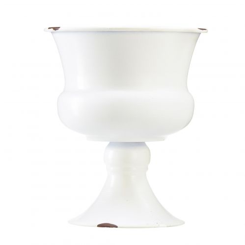 Coupelle à planter en métal blanc shabby chic Ø13,5cm H19cm