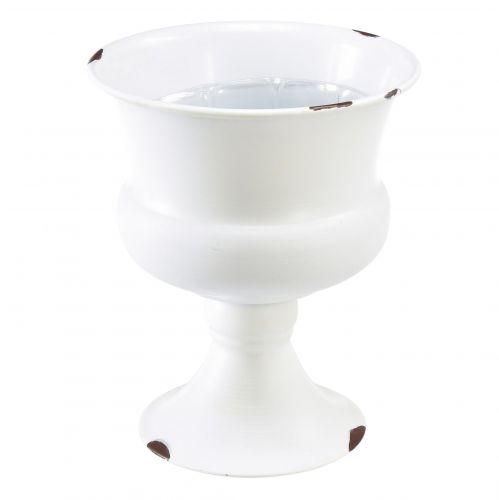 Article Coupelle à planter en métal blanc shabby chic Ø13,5cm H19cm