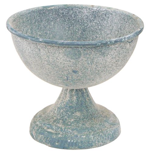 Floristik24 Coupelle Bol Petit Métal Bleu Blanc Antique Ø12cm H10.5cm 2pcs