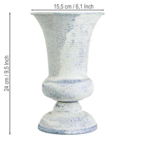 Article Vase Gobelet Calice Design Antique Blanc Bleu Ø16.5cm H24cm