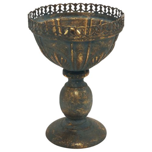 Article Coupe vase métal décoration coupe doré gris antique Ø15,5cm H22cm