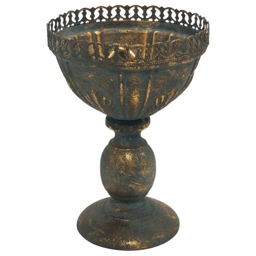 Coupe vase trophée décoratif métal doré gris antique Ø15,5cm H22cm