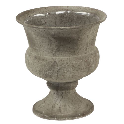 Floristik24 Vase coupe bol décoratif en métal gris antique Ø13,5cm H15cm