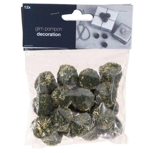 Article Pompons à paillettes vert pompons 2,5 cm 2 sachets – 24 pcs