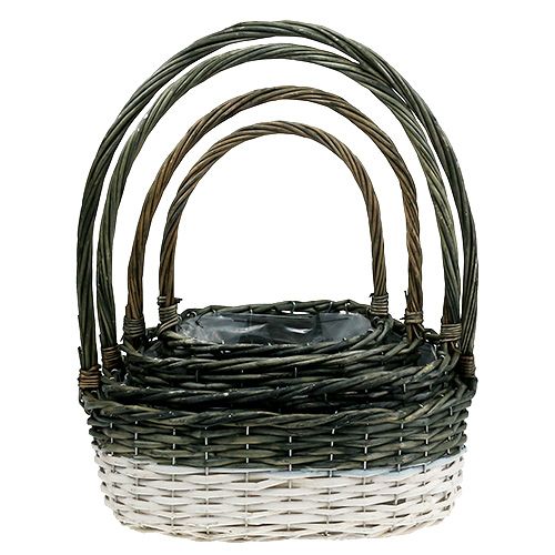 Floristik24 Panier à présents avec poignée, lot de 4, gris-blanc