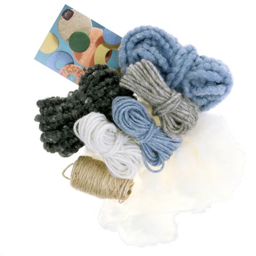 Floristik24 Kit de bricolage laine Lehner bleu/gris/nature