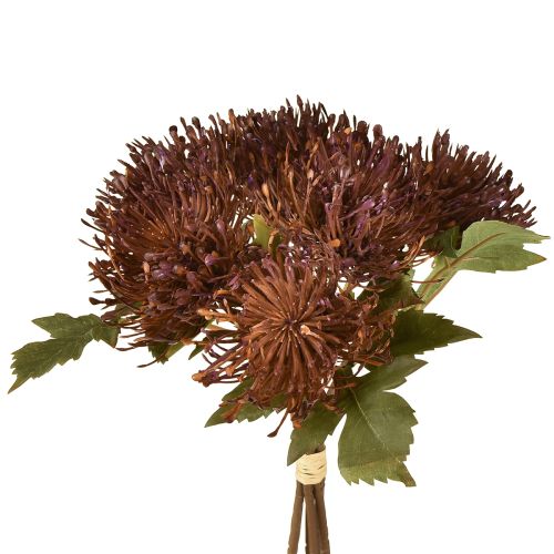 Coussin à épingles artificiel Protea Leucospermum violet 30 cm 6 pièces