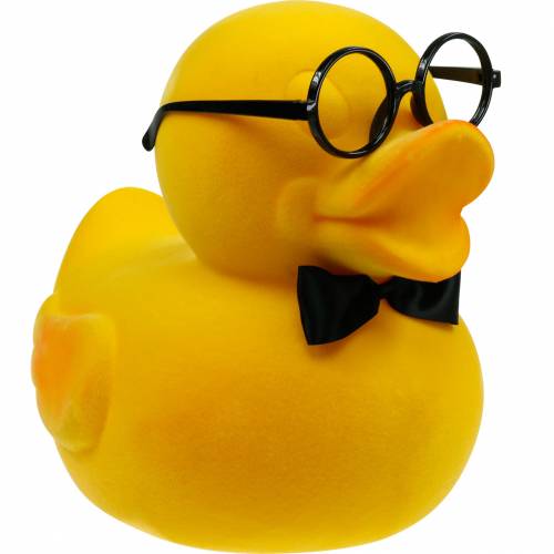 Floristik24 Figurine décorative canard à lunettes jaune, décoration estivale amusante, canard décoratif floqué