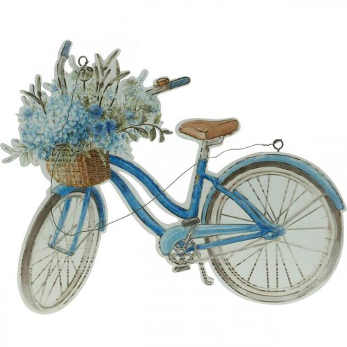 Floristik24 Enseigne déco bois bicyclette été enseigne déco à accrocher bleu, blanc 31 × 25cm