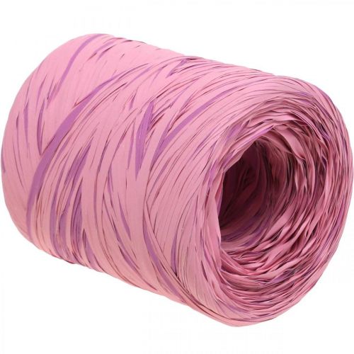 Article Ruban cadeau multicolore raphia rose-rose, fournitures fleuriste, ruban décoratif L200m
