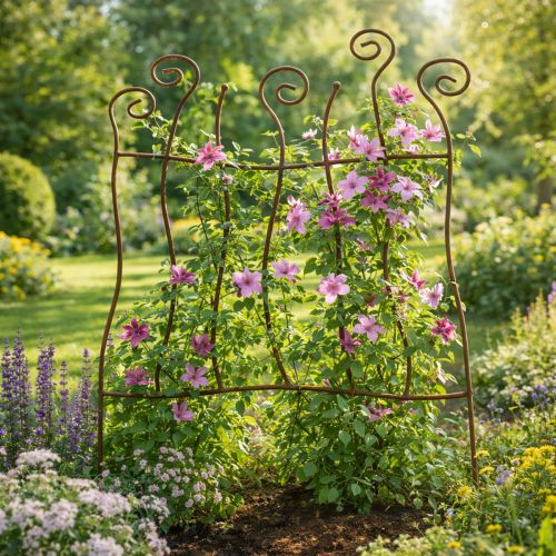 Article Treillis, support pour grimper, métal courbé, décoration artistique de jardin, 72 cm