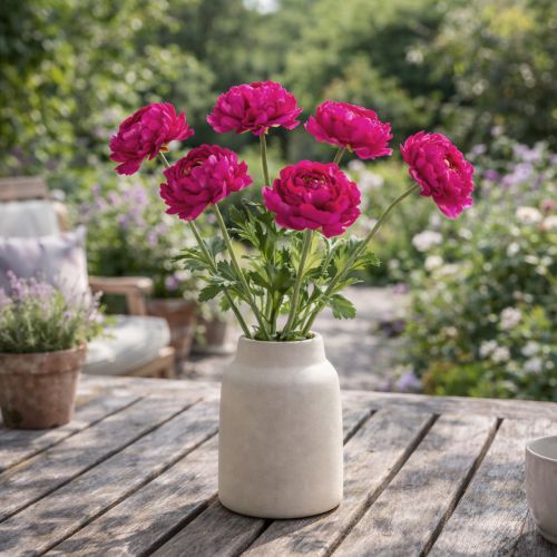 Article Renoncule artificielle en fleur unique pour une décoration intérieure intemporelle et polyvalente, 51 cm, lot de 3