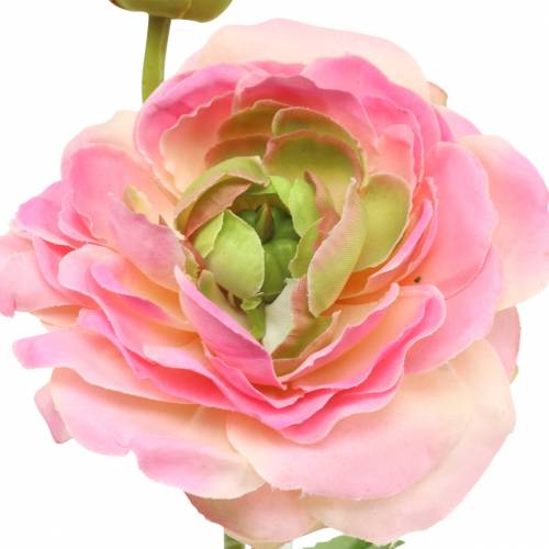 Article Ranunculus fleur et bouton rose artificiel 34cm