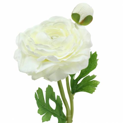 Article Renoncule fleur artificielle avec fleur et bourgeon blanc H34cm