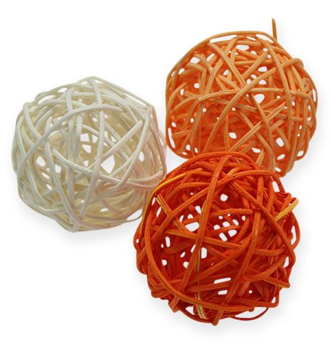 Floristik24 Boules rotin 4.5cm Orange Abricot 30p