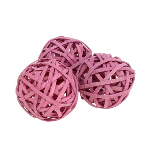 Floristik24 Boule en rotin rose Ø 4 cm 12 p.