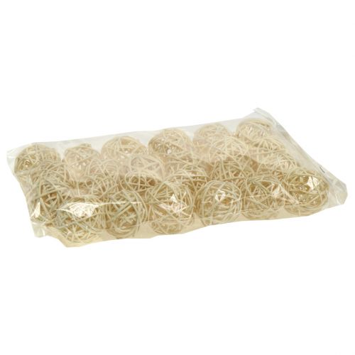 Article Boule en rotin blanchi Ø4cm 24 pcs