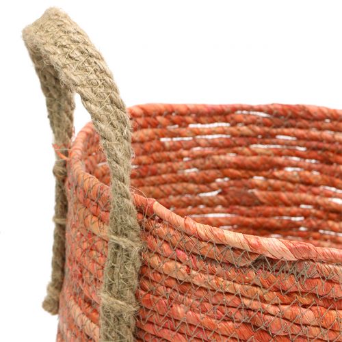 Floristik24 Panier en rotin nature/orange Ø40/32/26cm 3pcs