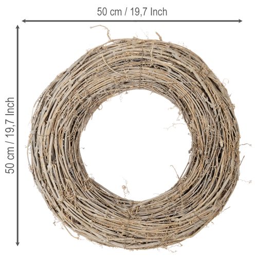 Couronne décorative en rotin blanchi, pour une décoration créative, 50 cm | Floristik24.be