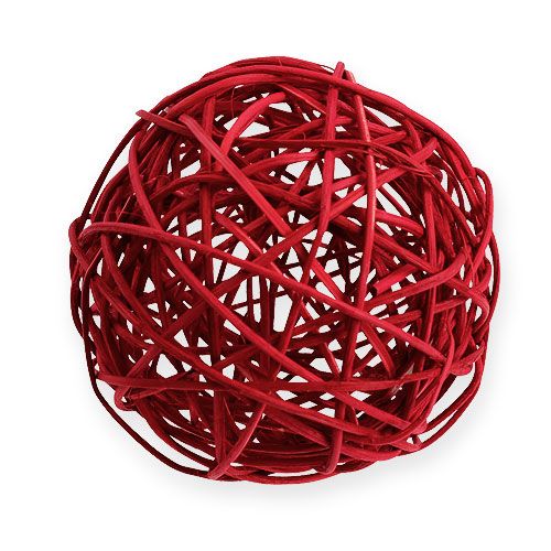 Floristik24 Boule en rotin 10cm rouge 10pcs
