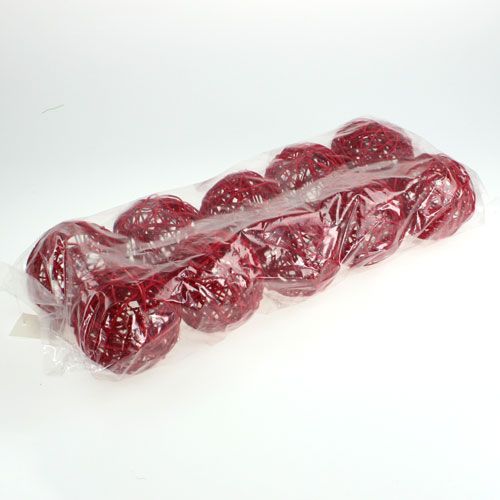 Floristik24 Boule en rotin 10cm rouge 10pcs