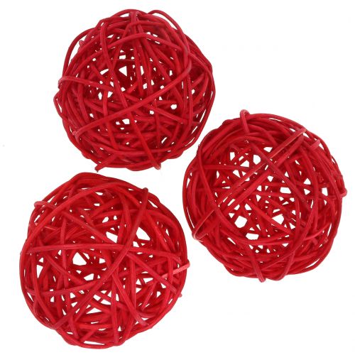 Floristik24 Boule rotin rouge Ø7,5cm 15pcs