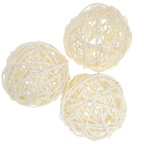Boule en rotin blanchie Ø 7,5 cm 15 p. Boule en rotin blanchie Ø 7,5 cm 15 p.