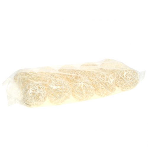 Boule en rotin blanchie Ø 7,5 cm 15 p.