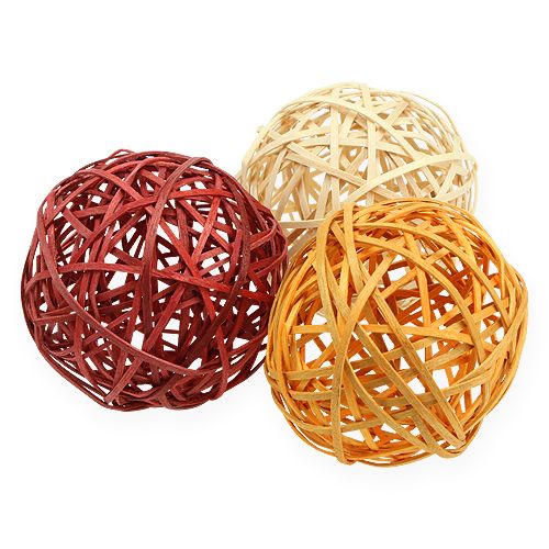 Floristik24 Boules décoratives en rotin 3 couleurs Ø8cm 8pcs