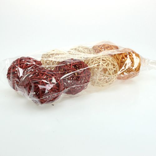 Floristik24 Boules décoratives en rotin 3 couleurs Ø8cm 8pcs