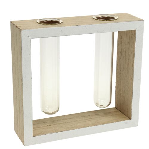 Floristik24 Tubes à essai dans un cadre en bois 13cm x 12cm 2pcs