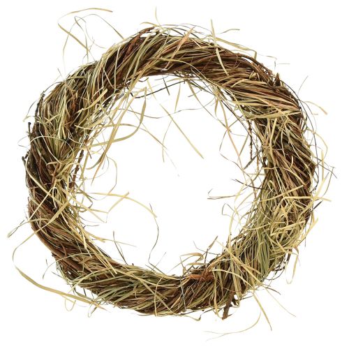 Article Couronne de vigne couronne naturelle avec foin marron vert Ø25cm 3 pcs