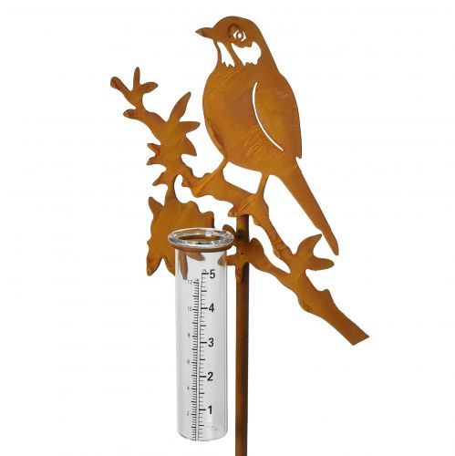 Bouchon de jardin pluviomètre oiseau rouille 23x7,5x110cm