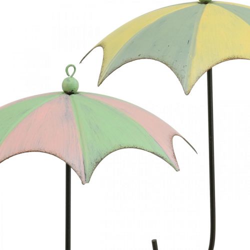Floristik24 Parapluies en métal, printemps, parapluies suspendus, décoration automne rose/vert, bleu/jaune H29,5cm Ø24,5cm lot de 2