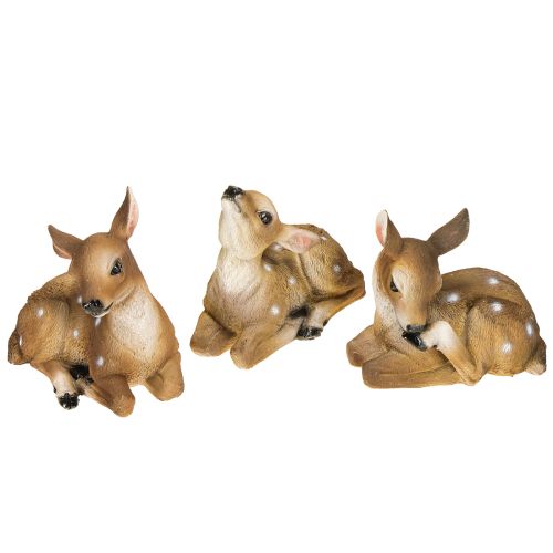 Floristik24 Décoration de cerf faon couché décoration de table 13 × 6,5 × 12 cm 3 pièces