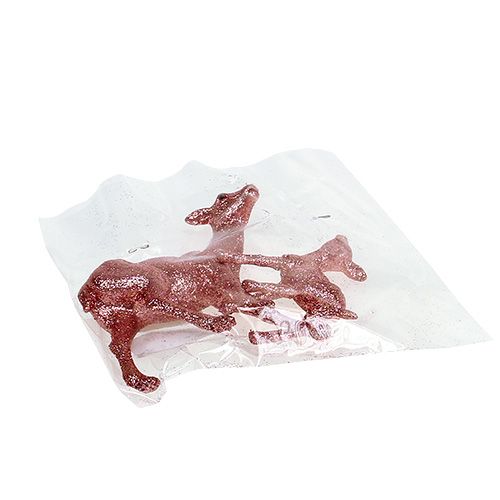 Floristik24 Cerf fauve 10cm rose avec mica