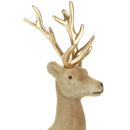 Article Décoration cerf assis floqué marron clair 15×6×15,5cm