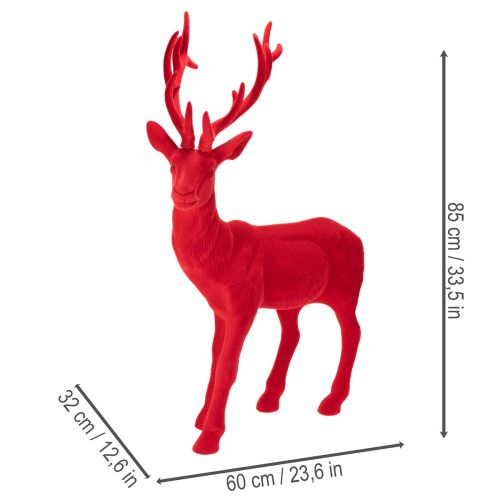 Figurine décorative de cerf debout, grande, floquée, décoration de Noël, 85 cm | Floristik24.be