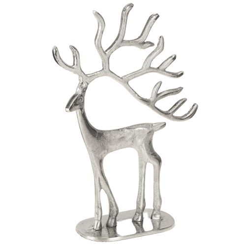 Décoration renne figurine cerf métal argenté H31cm